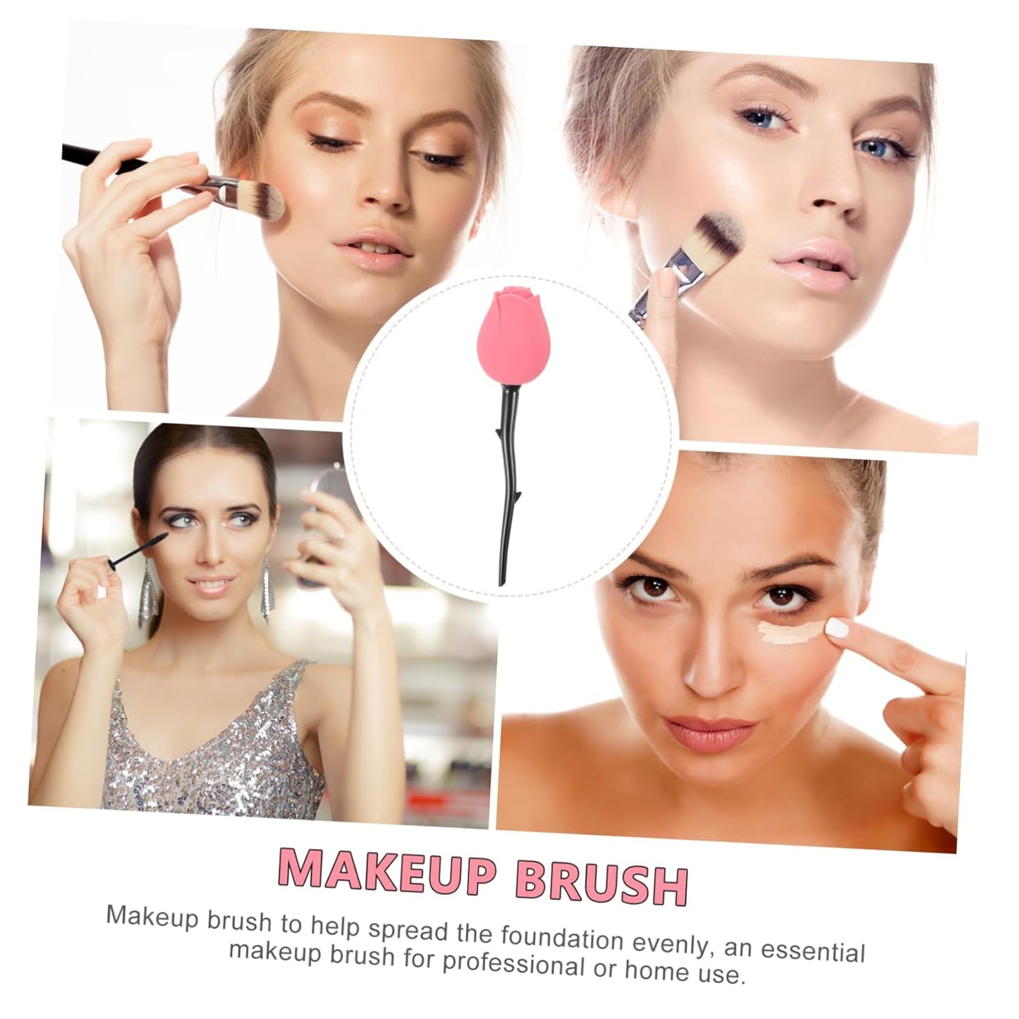 Rose Foundation Brush Oval Makeup Face Makeup Foundation Facial Tools Foundation Makeup Brush Rose for Makeup Foundation Blending Brush Creative Makeup Brush Roses
