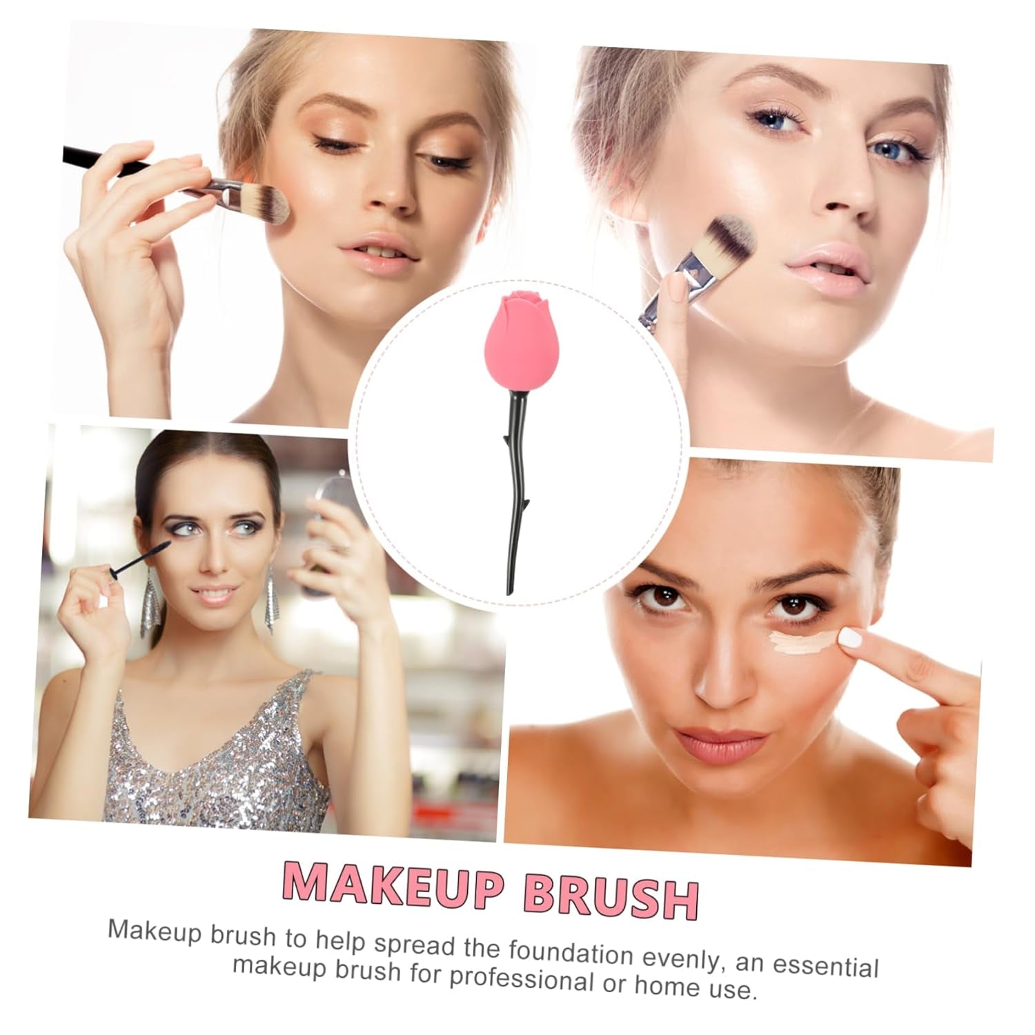 Rose Foundation Brush Oval Makeup Face Makeup Foundation Facial Tools Foundation Makeup Brush Rose for Makeup Foundation Blending Brush Creative Makeup Brush Roses