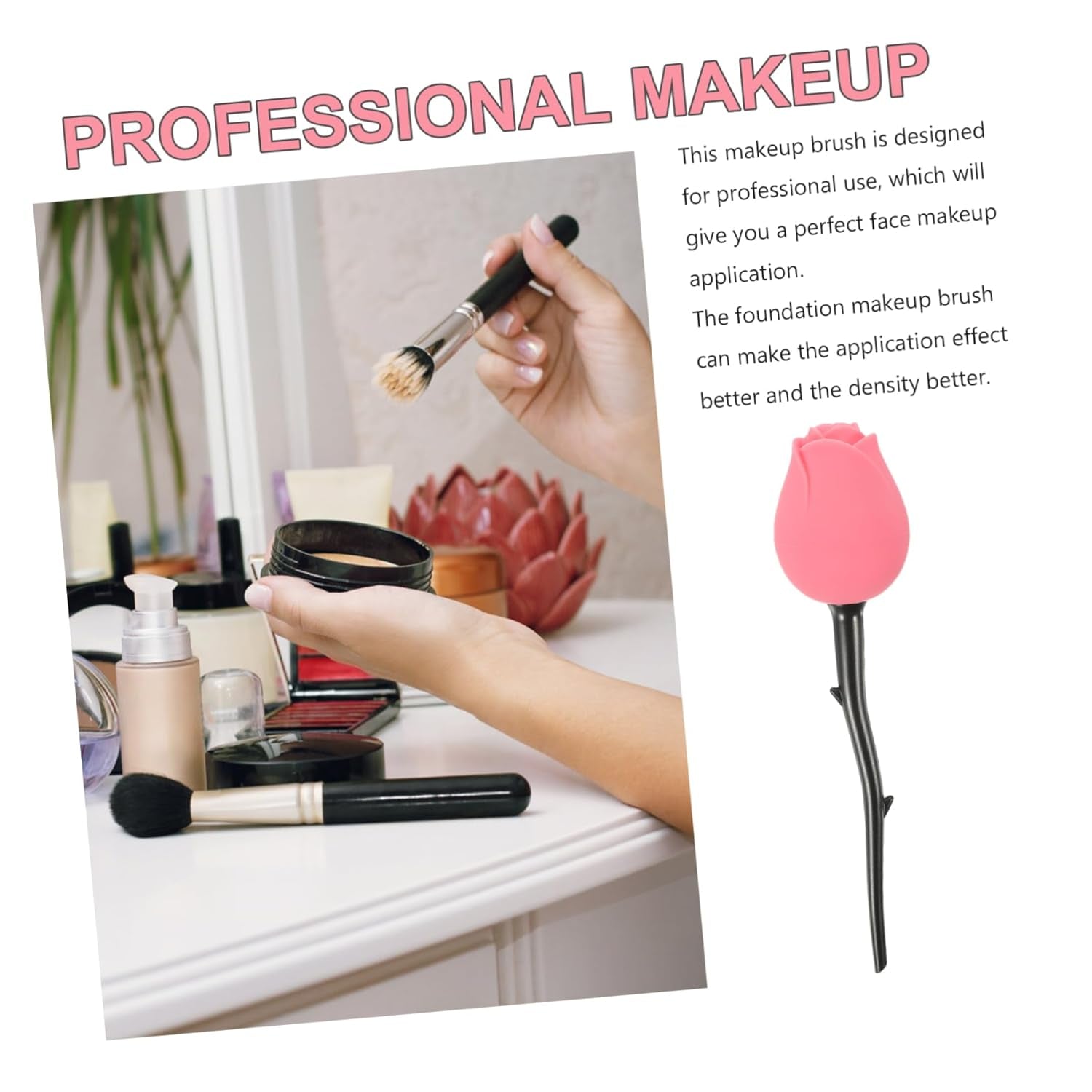 Rose Foundation Brush Oval Makeup Face Makeup Foundation Facial Tools Foundation Makeup Brush Rose for Makeup Foundation Blending Brush Creative Makeup Brush Roses