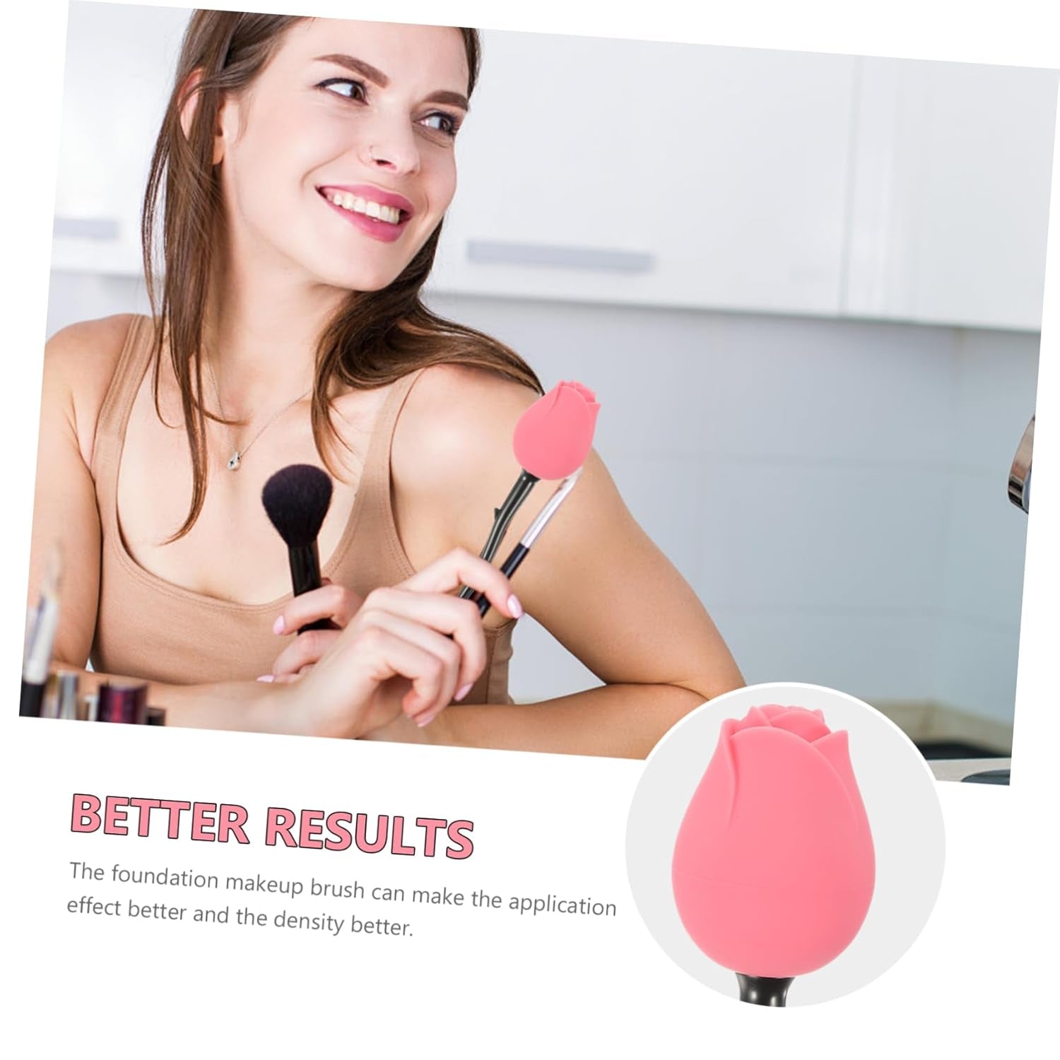Rose Foundation Brush Oval Makeup Face Makeup Foundation Facial Tools Foundation Makeup Brush Rose for Makeup Foundation Blending Brush Creative Makeup Brush Roses