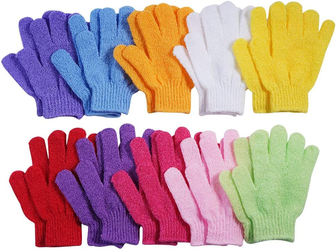 10 Pairs Exfoliating Gloves,Made of 100% Nylon,10 Colors Double Sided Exfoliating Gloves for Beauty Spa Massage Skin Shower Body Scrubber Bathing Accessories.